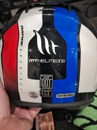 Casco Moto MT Blanco y Azul