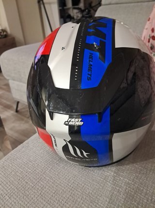 Casco Moto MT Blanco y Azul