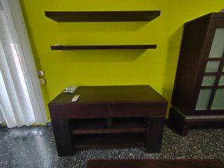 Conjunto Muebles Salón Madera y Cristal