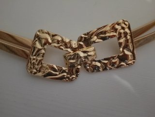 Cinturón elástico doble cadena metal dorado