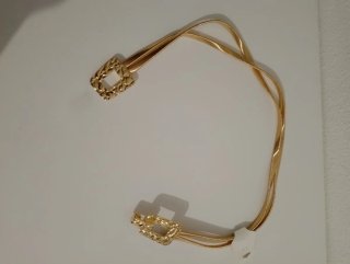 Cinturón elástico doble cadena metal dorado