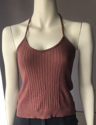 Conjunto de Punto Acanalado - Top Halter + Cárdi