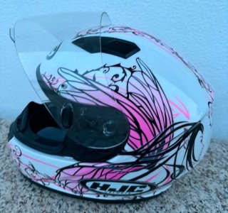 Casco Moto HJC Talla S Diseño Floral Rosa