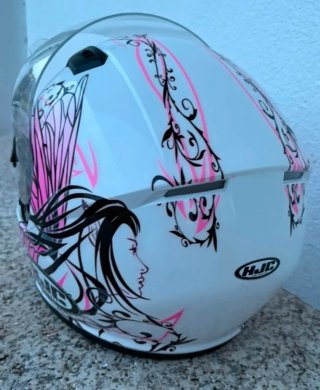 Casco Moto HJC Talla S Diseño Floral Rosa