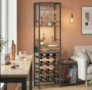 Mueble Bar Botellero Madera Metal Cristal