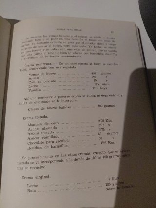 Libro antiguo cocina helados, mantecados