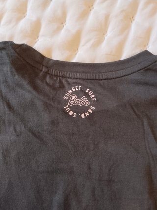 Camiseta Barbie Talla S Gris y Rosa