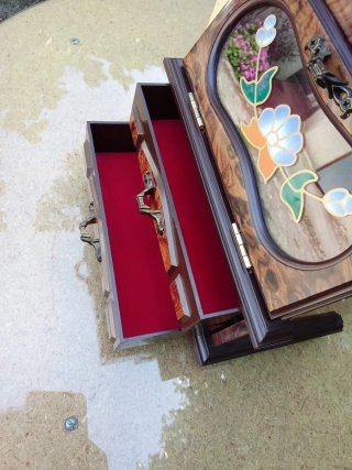 Joyero Musical Madera con Dibujo Floral