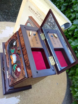 Joyero Musical Madera con Dibujo Floral