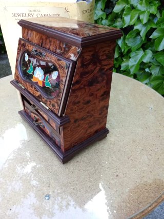 Joyero Musical Madera con Dibujo Floral