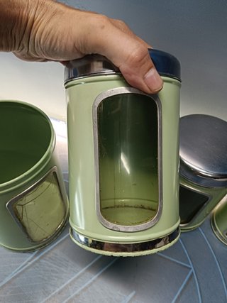 JUEGO 4 BOTES LATAS DE COCINA MARCA BRABANTIA , años 60, DECORACION