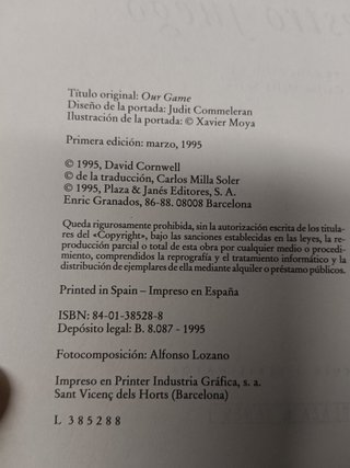 NOVELA, John le Carre, nuestro juego