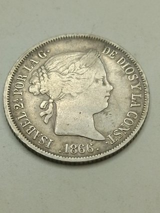 Moneda 40 céntimos de escudo Isabel II plata