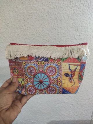 Cada Cadauna Borsa porta trucchi con frange