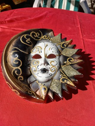 Maschera Veneziana Sole Luna Oro Bianco
