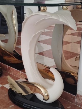 Mesa auxiliar cristal cisne dorado
