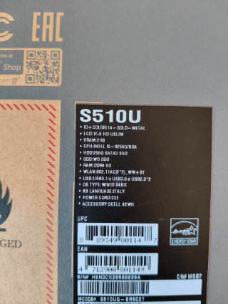 Asus Vivobook S 15 pollici 8/256GB