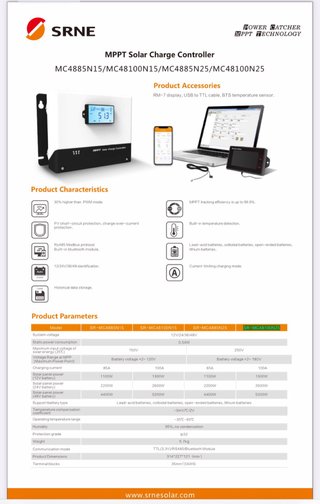 Regulador solar MPPT 250V 100A LCD 12/24/48V