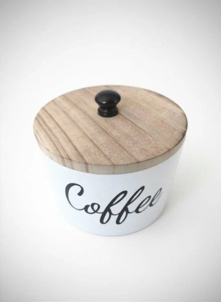 Caja café vintage madera y blanco
