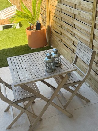 Mesa y 2 sillas acacia jardín/terraza