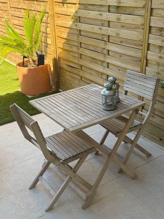 Mesa y 2 sillas acacia jardín/terraza