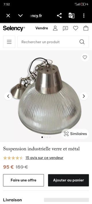 Lámpara colgante cristal y metal