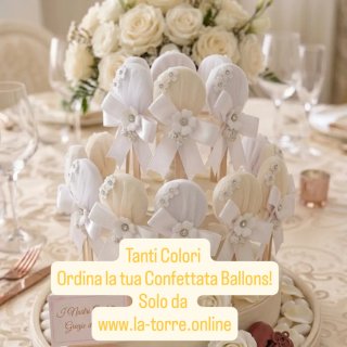 Set 25 Portaconfetti Ballons Cerchio Bambù Tulle