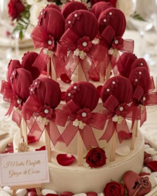 Set 25 Portaconfetti Ballons Cerchio Bambù Tulle