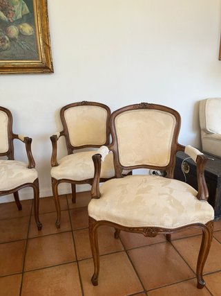 4 Sillas estilo Luis XV antiguas madera y tejido