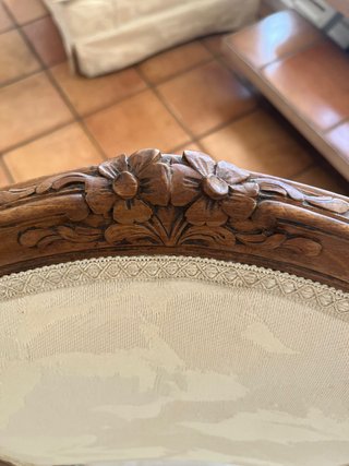 4 Sillas estilo Luis XV antiguas madera y tejido