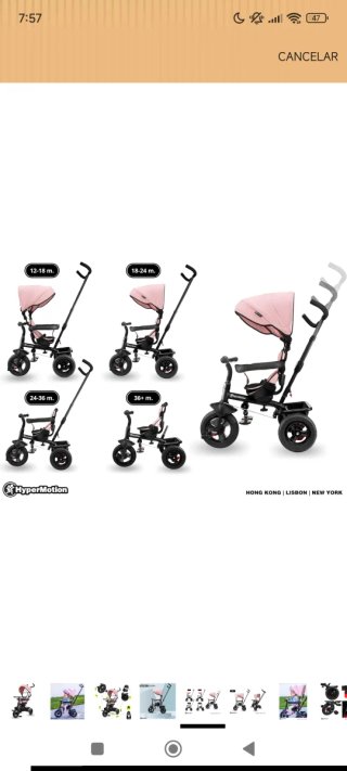 Triciclo Infantil Rosa hasta 20kg
