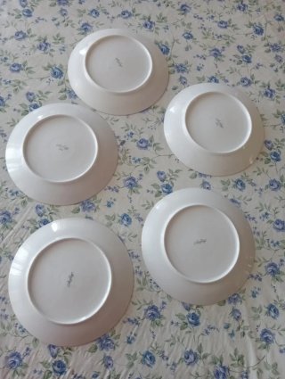 5 piattini vintage bordo oro decoro romantico