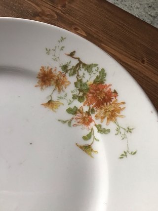 Limoges: Plato para postres con flores