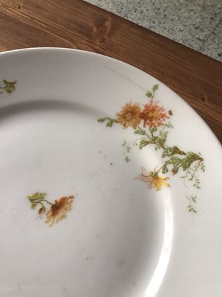 Limoges: Plato para postres con flores