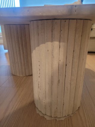 Mesa centro piedra estilo griego beige.