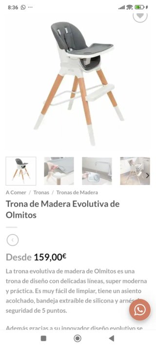 Trona evolutiva de madera Olmitos.