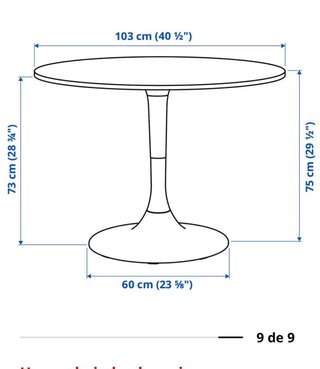 Mesa redonda IKEA y 3 sillas