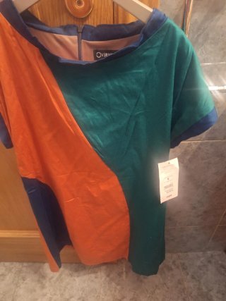 Vestido Cohen verde y naranja