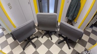 3 Poltrone da Ufficio Grigie in Tessuto