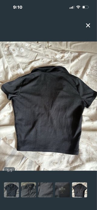 Top Hollister Negro Manga Corta