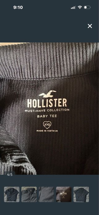 Top Hollister Negro Manga Corta