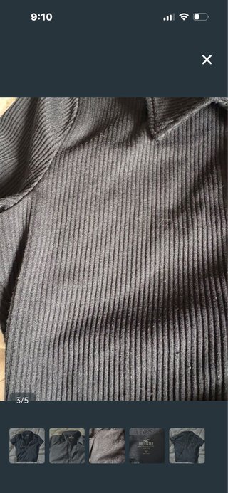 Top Hollister Negro Manga Corta