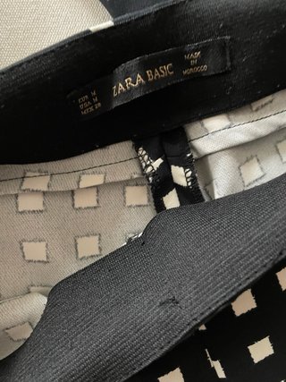 Pantalón Zara Cuadros Vichy Negro y Blanco