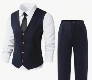 Traje azul chaleco y pantalón niño T.14 años