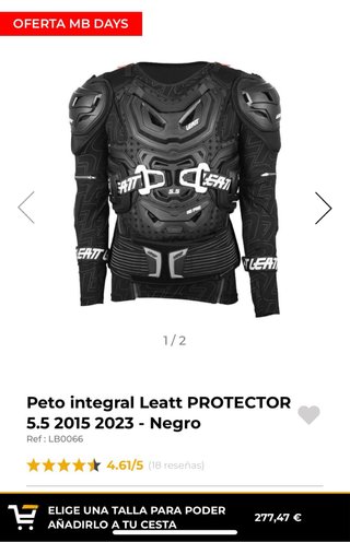 Peto integral Leatt 5.5 negro talla L/Xl