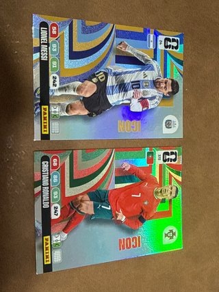 Cromo Panini Messi y Cristiano Ronaldo ICON