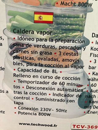 Máquina cocinar al vapor Techwood varios niveles