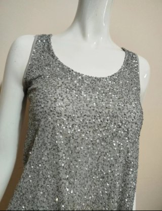 Top elegante Marc Cain paillettes Argento S