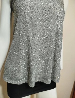 Top elegante Marc Cain paillettes Argento S