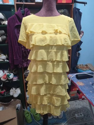 Vestido H&M Amarillo Volantes